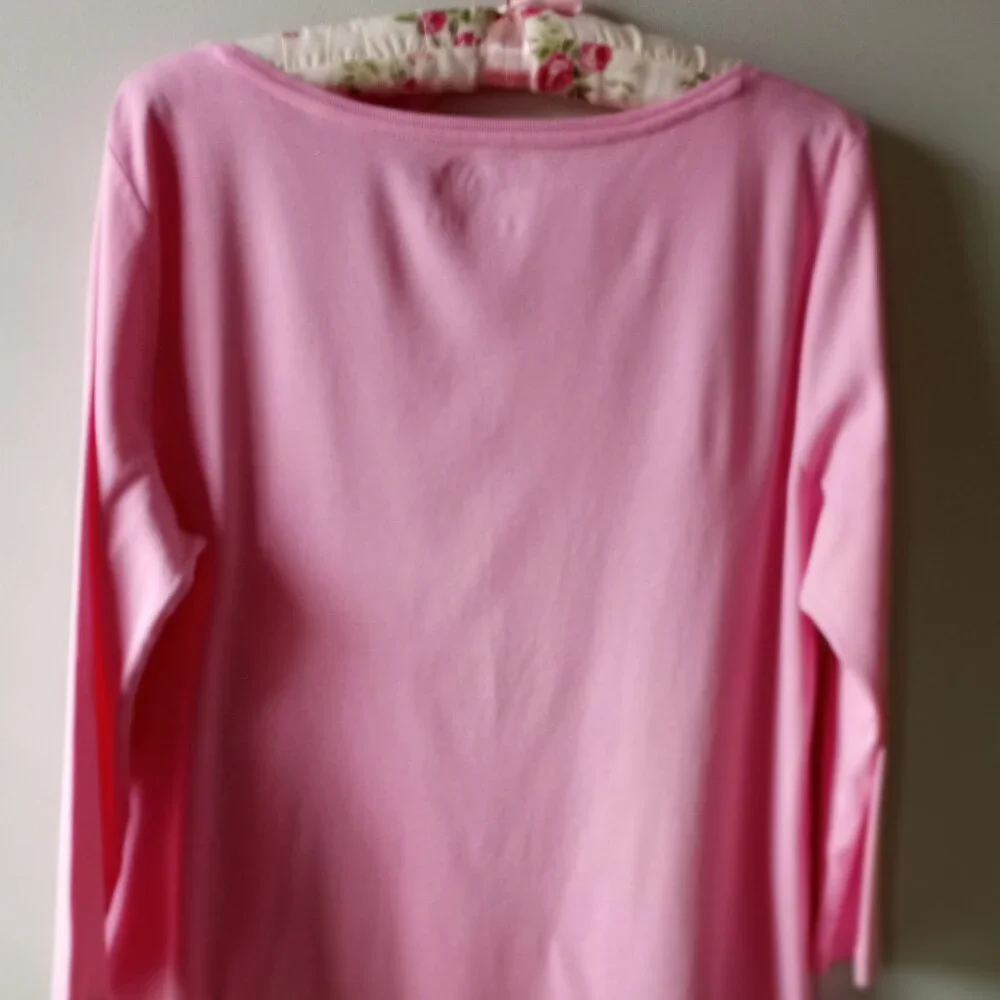 'Talbots' The Talbots Tee Long Sleeve Solid Pink Size LP EUC_7